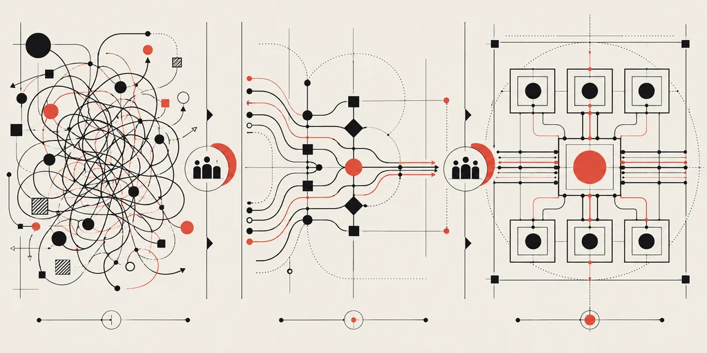 Ilustración conceptual de documentación ordenada para construir un sistema.